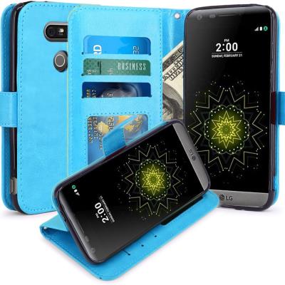 LG G5 Housse Coque Etui de luxe Portefeuille Porte Carte Et Billet pour LG G5 (Housse Luxe Bleu Lagon)