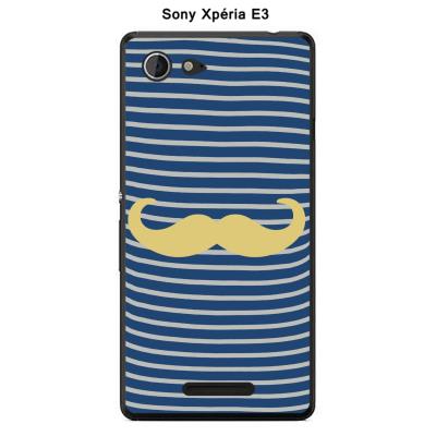 Coque Sony Xpéria E3 - Marinière Moustache - 5 Custard