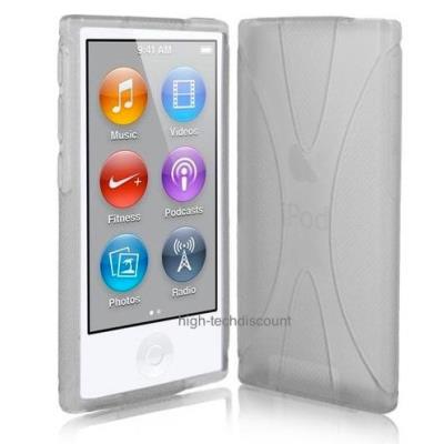 Housse etui coque silicone gel X BLANC pour Apple iPod Nano 7 7G + film ecran