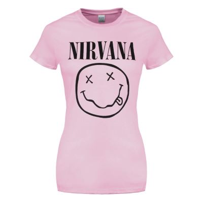 Nirvana T-Shirt Smiley Femme Rose - Taille M