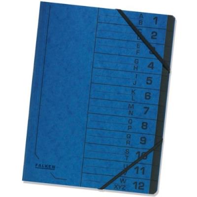 Falken chemise trieur, a4, carton, 12 compartiments, bleu - par 1 - trieurs, falken 11288099