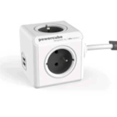 allocacoc PowerCube Extended USB (Gris Trolley, EU, 3 m)