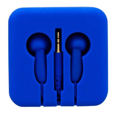 Ecouteurs boutons bleu pocket avec etui enrouleur