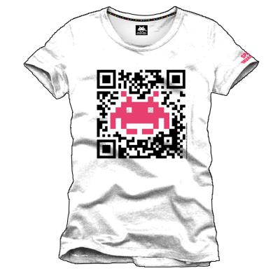 Tee-shirt blanc flash code space invaders