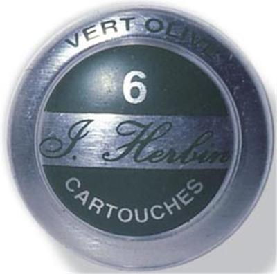 Herbin - Boîte de 6 cartouches d'Encre standard - Vert Olive