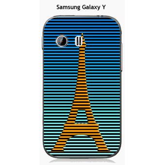 Coque Samsung Galaxy Y Design Paris Tour Jaune Rayée Fond