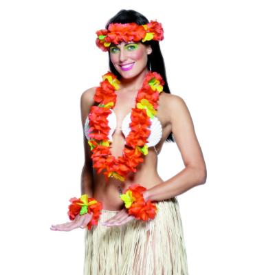 Set Hawaien Fleurs Rouge