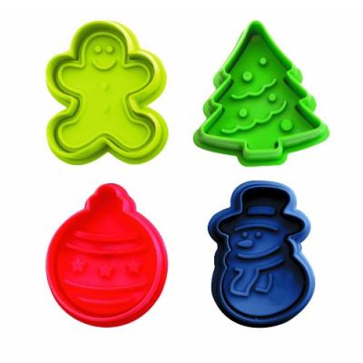 Ibili 733100 lot de 4 emporte-pièces avec poussoir noël