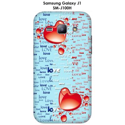 Coque Samsung Galaxy J1 - SM-J100H 2 Cœurs, Love bleu, blanc & rouge