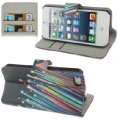 Iphone 5 / 5S : Coque Housse en Cuir (PU)  Etoiles Stars Colorés