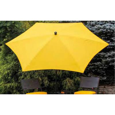 Parasol rond centré coloris jaune - Dim : H 250 x D 250/6 baleines