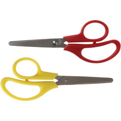 Creotime ciseaux pour enfants rouge/jaune 12,5 cm droits et gauchers rond 12 pièces