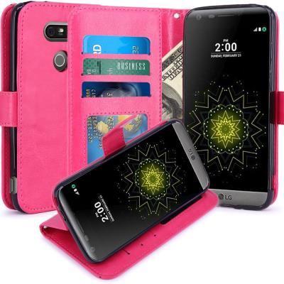LG G5 Housse Coque Etui de luxe Portefeuille Porte Carte Et Billet pour LG G5 (Housse Luxe Rose)