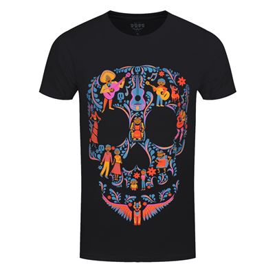Disney Coco T-Shirt Skull Pattern Homme Noir