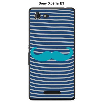 Coque Sony Xpéria E3 - Marinière Moustache - 5 Scuba Blue