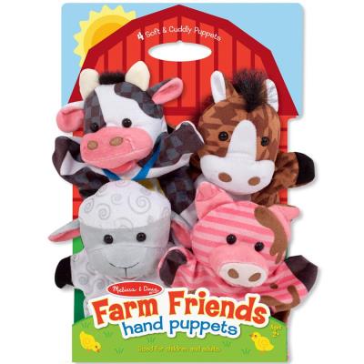 4 Marionnettes à main Animaux ferme velour jouet pour enfants à partir de 2 ans