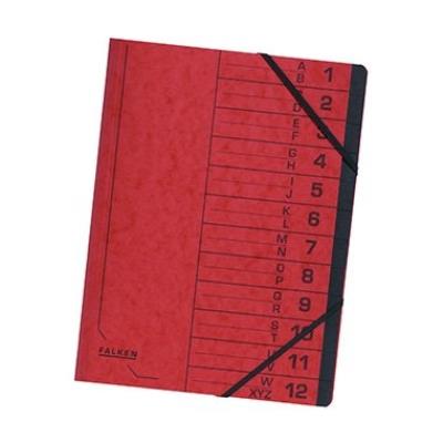 Falken chemise trieur, a4, carton, 12 compartiments, rouge 11288107
