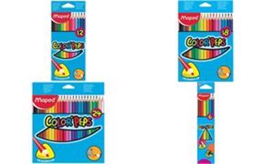 MAPED - crayons couleur COLOR'PEPS, triangulaire, étui de 6 encarton, mine douce et très résistante, couleur de la manche dans la couleur de l'encre,diamètre de m