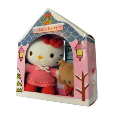 Peluche Hello Kitty avec son nounours dans une maison