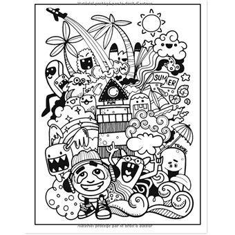 Doodle Coloriage Zen Livre de Coloriage Doodle art Kawaii - 100
