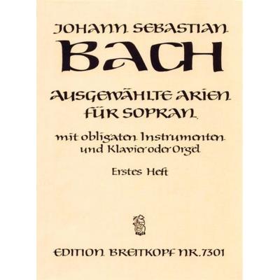 Partitions classique EDITION BREITKOPF BACH J.S. - AUSGEWAHLTE ARIEN FUR SOPRAN 1 Soprano, instruments