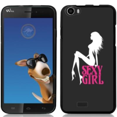 Coque Souple en gel noire pour Wiko Lenny avec impression Motifs Sexy Girl blanche