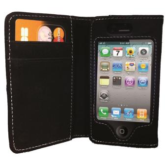 Housse de protection noir pour iPhone 4/4S avec rabat et empl. CB - Waytex - 1