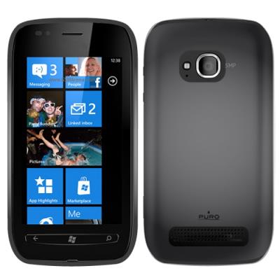 Coque arrière Puro en silicone Noire _ Nokia Lumia 710