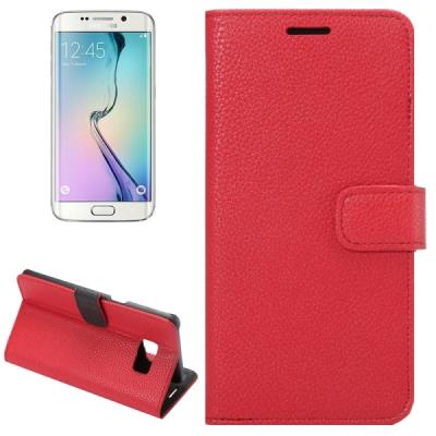 Galaxy S6 Edge Plus Coque Housse Cuir PU Rouge Litchi