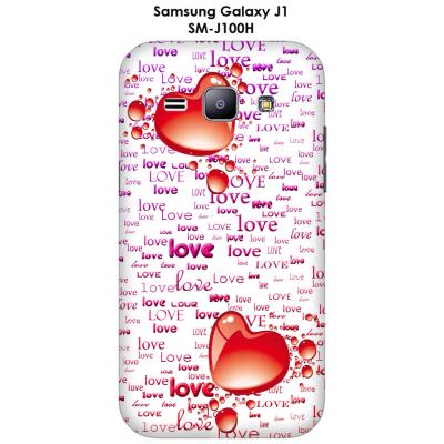 Coque Samsung Galaxy J1 - SM-J100H 2 Cœurs, Love mauve