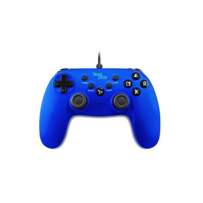 manette filaire steelplay bleue métallique pour ps3 et pc