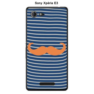 Coque Sony Xpéria E3 - Marinière Moustache - 5 Tangerine