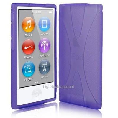 Housse etui coque silicone gel X MAUVE pour Apple iPod Nano 7 7G + film ecran