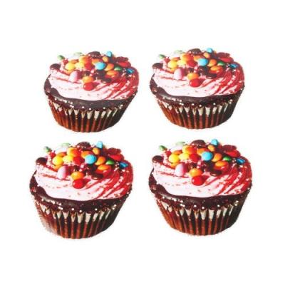 SILLY SY100892 DESSOUS DE VERRE CHOCOLATÉ CUPCAKE PVC SET DE 4 PIÈCES HAUTEUR: 8,5 CM