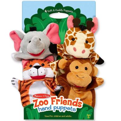 4 Marionnettes à main Animaux safari velour jouet pour enfants à partir de 2 ans