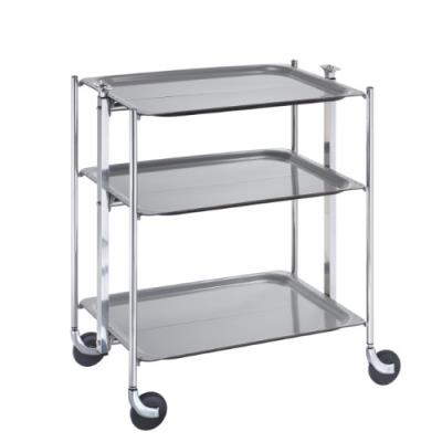 Platex textable 500350003 table roulante 3 étages gris métal chromé