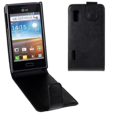 LG Optimus L5 / E610 Coque housse Cuir PU Noir Vertical