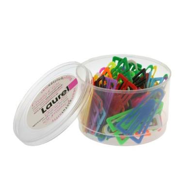Laurel - trombones plastiques, 60 mm, contenu: 75 pièces trombones triangulaires, pour 40 feuilles maximum, dans une boîte trans