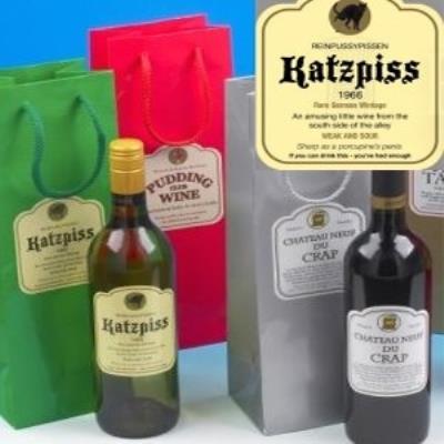 Boxer label humoristique pour sac cadeau de bouteille de vin katzpiss