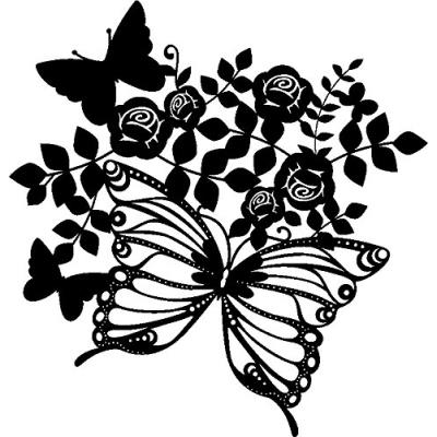 Marabu gabarits ... motifs de silhouttes butterflies & roses mr028900003