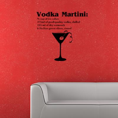 Pick and Stick Sticker Mural déco Martini - 55 X 55 cm, Noir