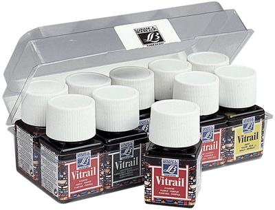 Vernis Vitrail A Solvant - Boite De 10 Flacon De 50ml