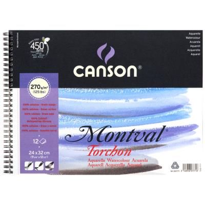 Papier aquarelle Montval album de 12 feuilles 270g 24 x 32cm grain nuage