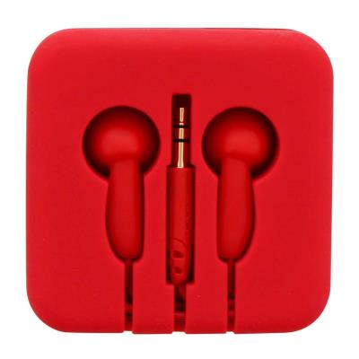 Ecouteurs boutons rouge pocket avec etui enrouleur