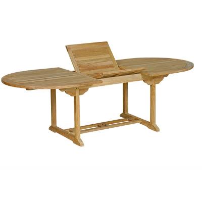 Table de jardin en teck brut : table ovale à rallonge