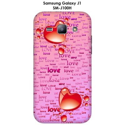 Coque Samsung Galaxy J1 - SM-J100H 2 Cœurs, Love sur fond rose