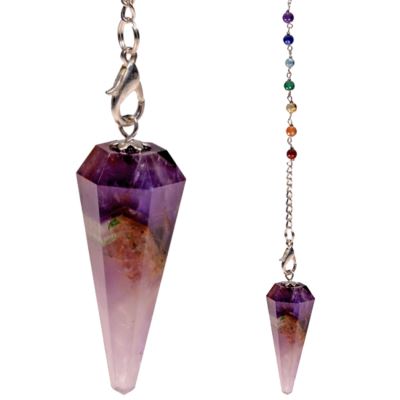 Pendule des 7 Chakras en Améthyste