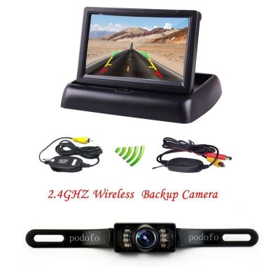 podofo 4.3 TFT LCD Moniteur Rétroviseur Pliable Caméra de Recul sans Fil Vision Nocturne Imperméable à l eau Système de Recul Visuel