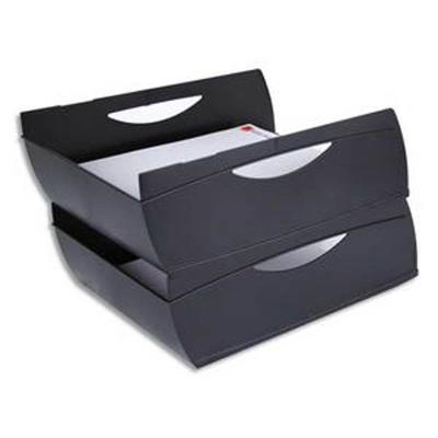 Lot de 6 Corbeilles à courrier ajourée Méga noir