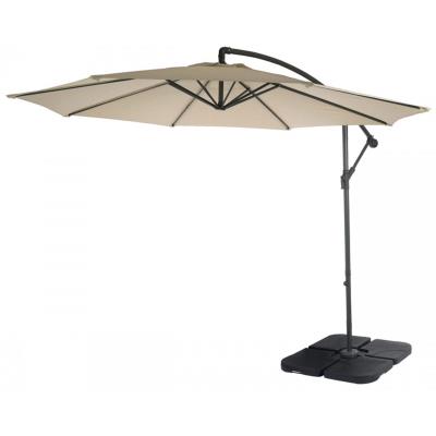 Parasol coloris crème avec support - Dim : H 235 x L 360 x P 295 cm -PEGANE-